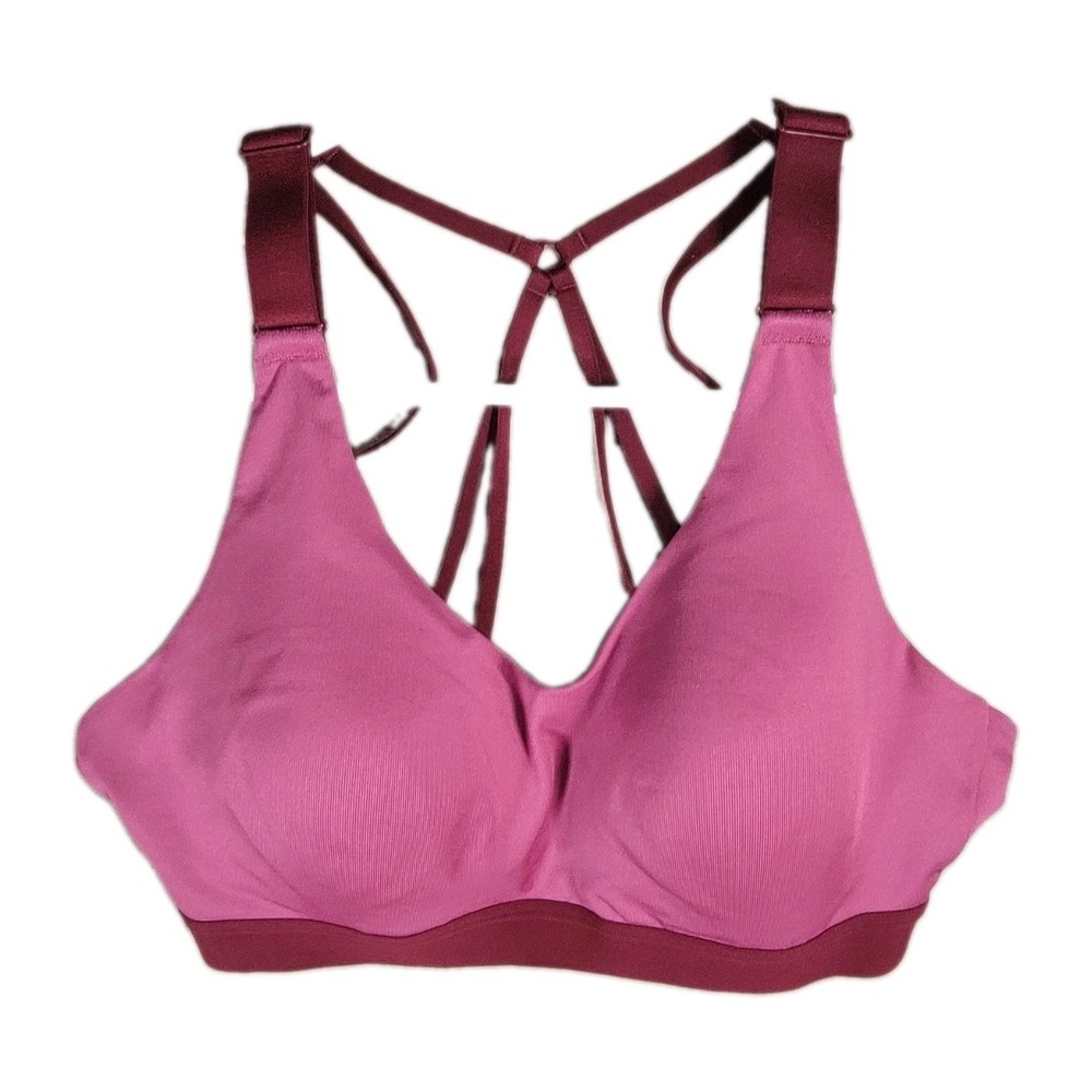 CALIA by Carrie Underwood Sports Bra M Pink Maroon Strappy Cage Back Molded Top